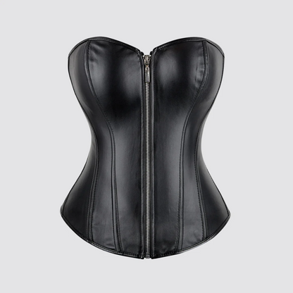 Corset bustier cuir noir