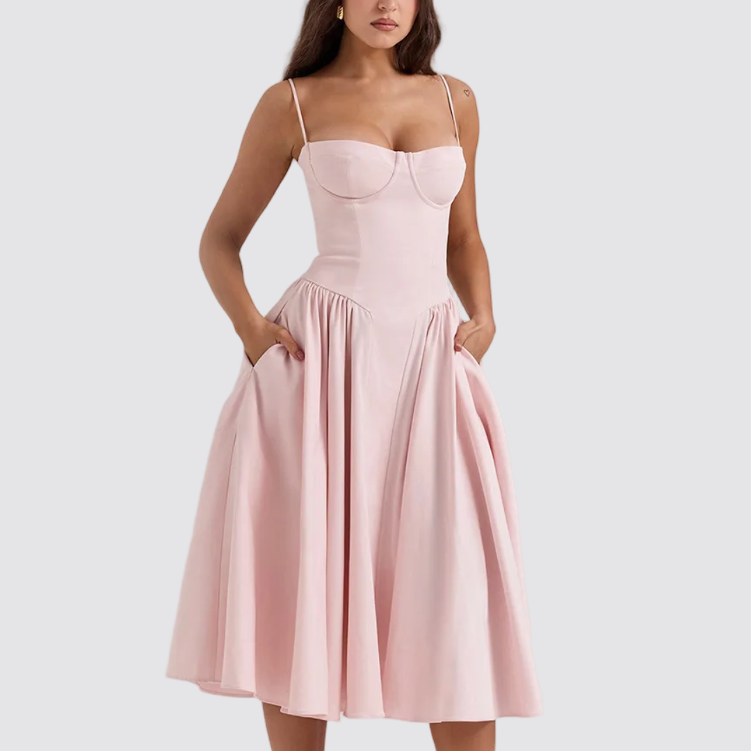 Corset robe rose