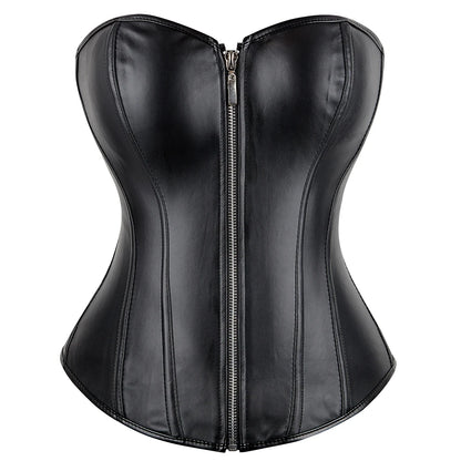 Corset bustier cuir noir